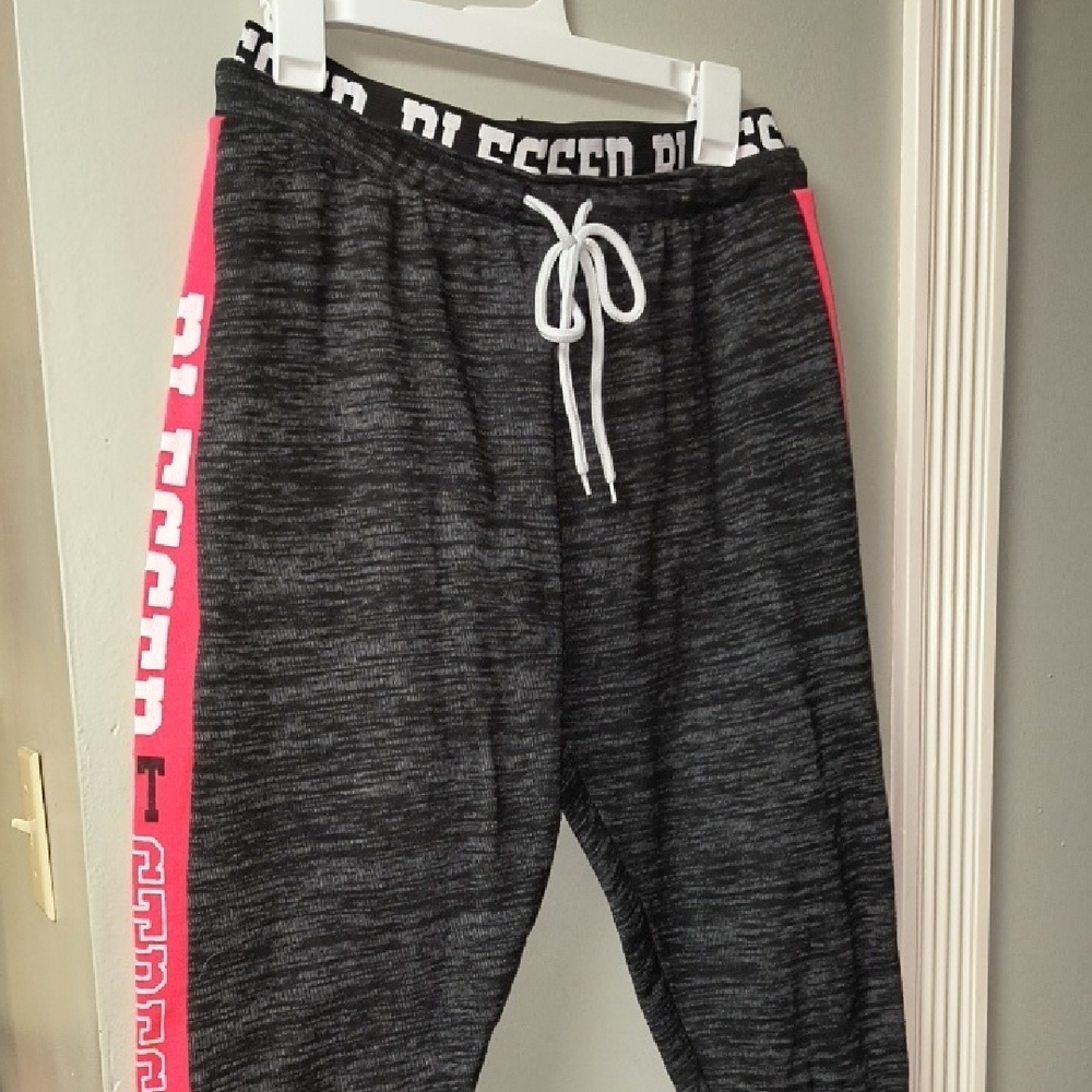 Bobbie Brooks Charcoal and Pink Women's Sweat Pants Joggers